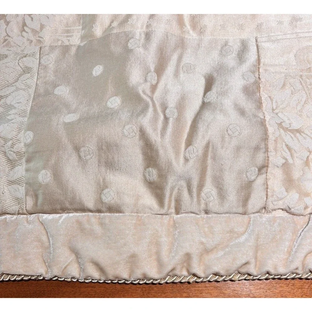 2 Croscill King Shams Cream Renaissance Velvet Brocade Patchwork 32X26”